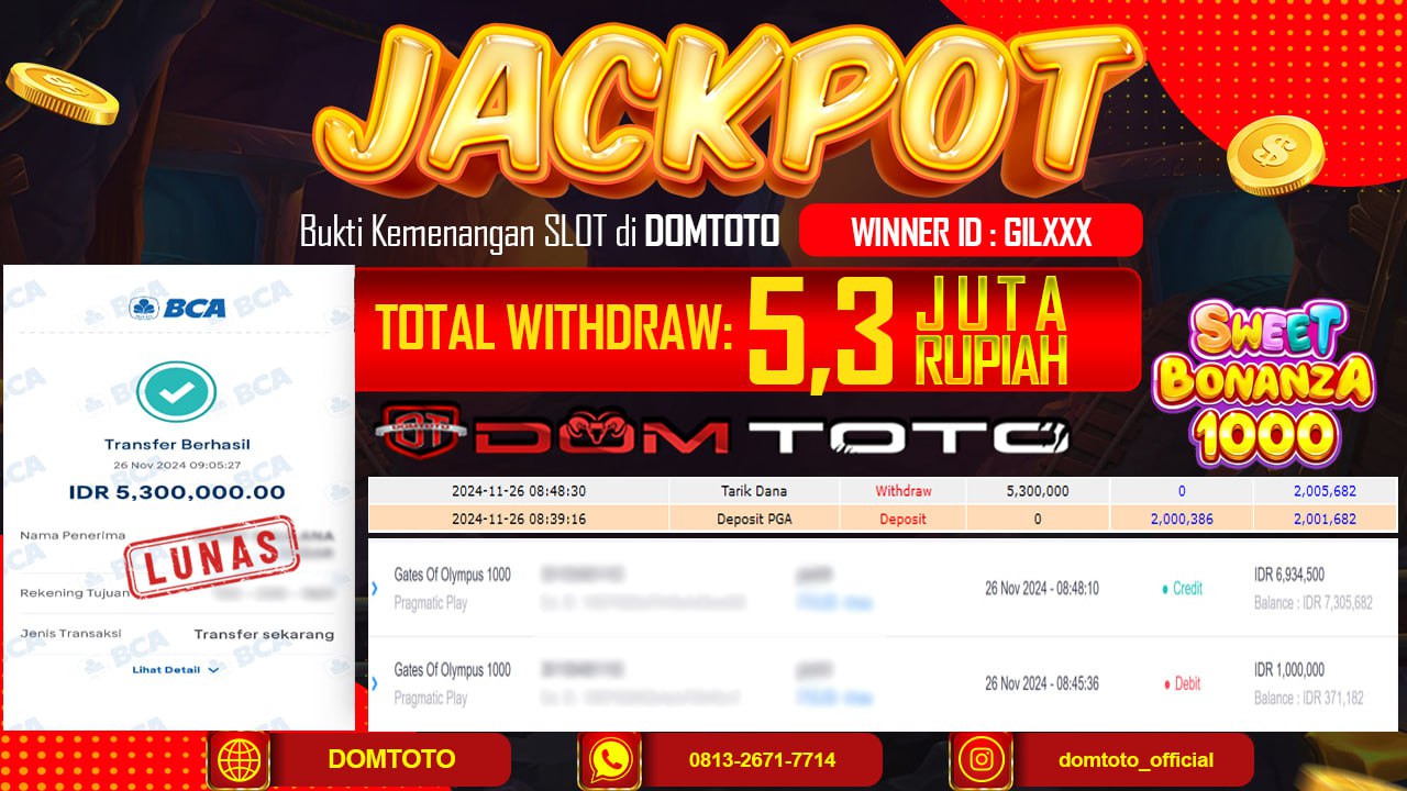 JACKPOT  SWEET BONANZA 1000 26 NOVEMBER 2024